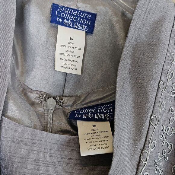 Signature Collection By Vicki Wayne Women's Maxi Dress Jacket Grey Size 16 Prof. - Picture 4 of 11